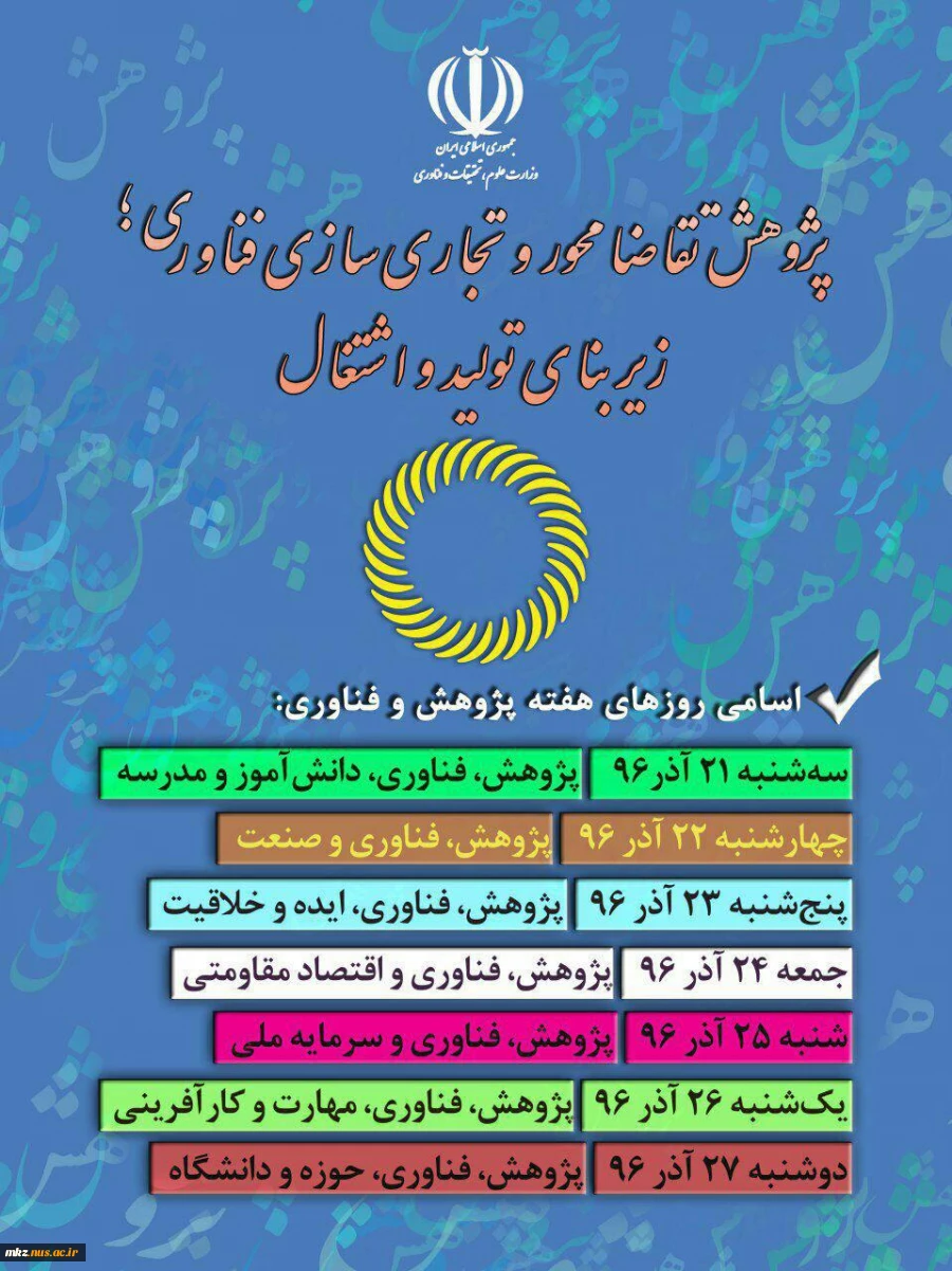 اسامی روزهای پژوهش و فناوری 2
