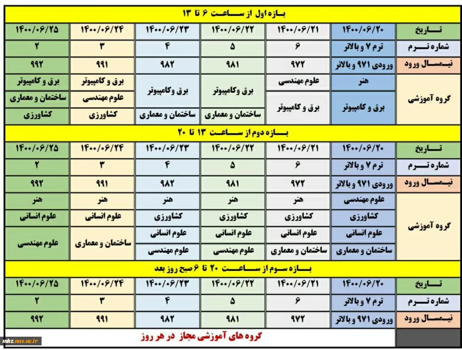 برنامه انتخاب واحد 1-1400 2