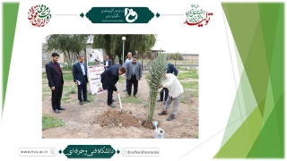 غرس دو اصله نخل مثمر در آموزشکده فنی و حرفه‌ای شهید چمران اهواز توسط دکتر خسرویان