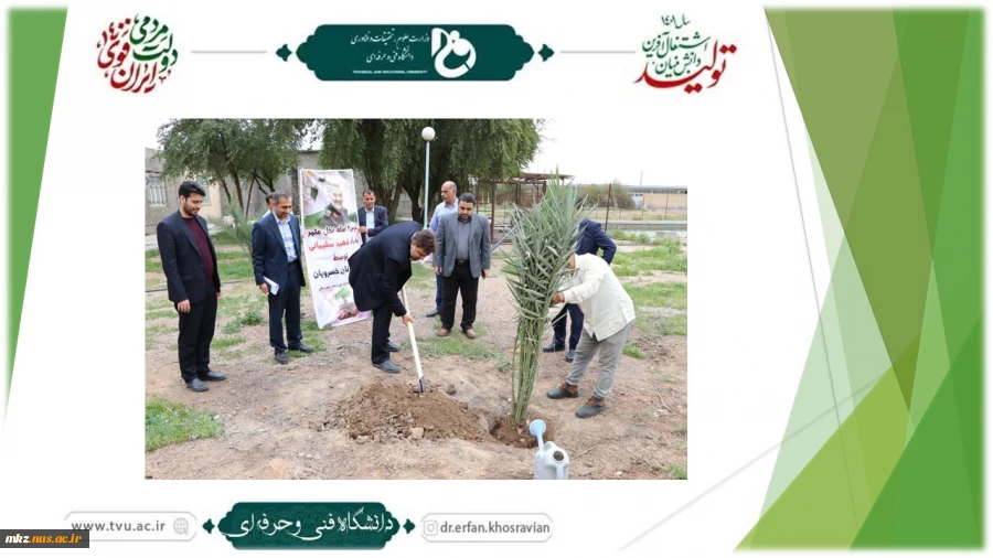 غرس دو اصله نخل مثمر در آموزشکده فنی و حرفه‌ای شهید چمران اهواز توسط دکتر خسرویان 2